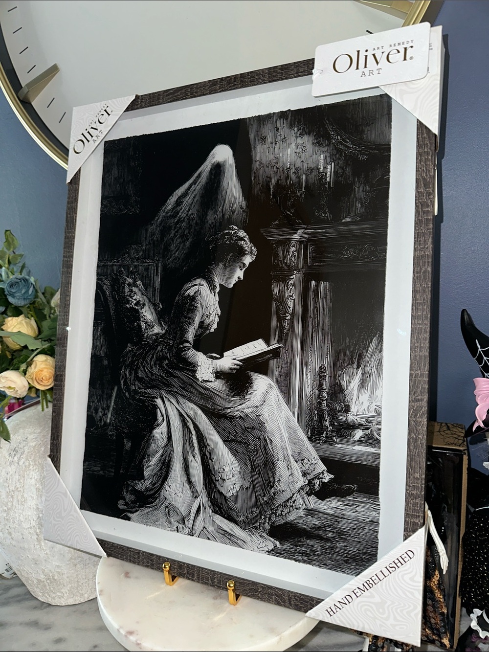 Black & White Ghostly Reading Framed Wall Art Print